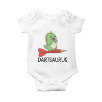 Cute Dartsaurus Playing Dart Baby Onesie Dinosaur Lover Gift - Wonder Print Shop