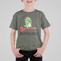 Cute Dartsaurus Playing Dart T Shirt For Kid Dinosaur Lover Gift - Wonder Print Shop
