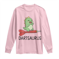 Cute Dartsaurus Playing Dart Long Sleeve Shirt Dinosaur Lover Gift - Wonder Print Shop