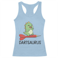 Cute Dartsaurus Playing Dart Racerback Tank Top Dinosaur Lover Gift - Wonder Print Shop