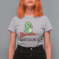 Cute Dartsaurus Playing Dart T Shirt For Women Dinosaur Lover Gift - Wonder Print Shop