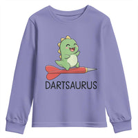 Cute Dartsaurus Playing Dart Youth Sweatshirt Dinosaur Lover Gift - Wonder Print Shop