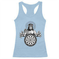 Funny Christian Dartist Gift Racerback Tank Top Jesus Bullseye Shooter - Wonder Print Shop