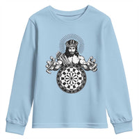 Funny Christian Dartist Gift Youth Sweatshirt Jesus Bullseye Shooter - Wonder Print Shop