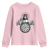Funny Christian Dartist Gift Youth Sweatshirt Jesus Bullseye Shooter - Wonder Print Shop