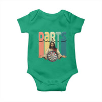 Funny Jesus Dart Player Sunset Retro Vintage Baby Onesie Christian Dartist Gift - Wonder Print Shop