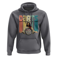 Funny Jesus Dart Player Sunset Retro Vintage Hoodie Christian Dartist Gift - Wonder Print Shop