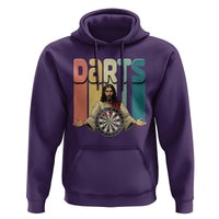 Funny Jesus Dart Player Sunset Retro Vintage Hoodie Christian Dartist Gift - Wonder Print Shop