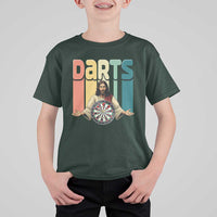 Funny Jesus Dart Player Sunset Retro Vintage T Shirt For Kid Christian Dartist Gift - Wonder Print Shop