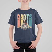 Funny Jesus Dart Player Sunset Retro Vintage T Shirt For Kid Christian Dartist Gift - Wonder Print Shop