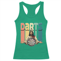 Funny Jesus Dart Player Sunset Retro Vintage Racerback Tank Top Christian Dartist Gift - Wonder Print Shop