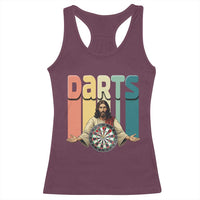 Funny Jesus Dart Player Sunset Retro Vintage Racerback Tank Top Christian Dartist Gift - Wonder Print Shop