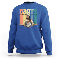Funny Jesus Dart Player Sunset Retro Vintage Sweatshirt Christian Dartist Gift - Wonder Print Shop