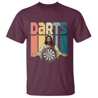 Funny Jesus Dart Player Sunset Retro Vintage T Shirt Christian Dartist Gift - Wonder Print Shop