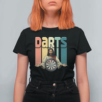 Funny Jesus Dart Player Sunset Retro Vintage T Shirt For Women Christian Dartist Gift - Wonder Print Shop
