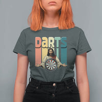 Funny Jesus Dart Player Sunset Retro Vintage T Shirt For Women Christian Dartist Gift - Wonder Print Shop