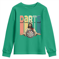 Funny Jesus Dart Player Sunset Retro Vintage Youth Sweatshirt Christian Dartist Gift - Wonder Print Shop