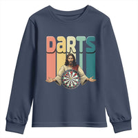 Funny Jesus Dart Player Sunset Retro Vintage Youth Sweatshirt Christian Dartist Gift - Wonder Print Shop