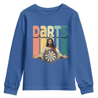 Funny Jesus Dart Player Sunset Retro Vintage Youth Sweatshirt Christian Dartist Gift - Wonder Print Shop