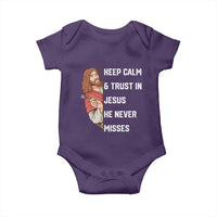 Funny Christian Faith Darts Player Gift Baby Onesie Keep Calm And Trust In Jesus He Never Misses - Wonder Print Shop