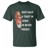 Funny Christian Faith Darts Player Gift T Shirt Keep Calm And Trust In Jesus He Never Misses - Wonder Print Shop