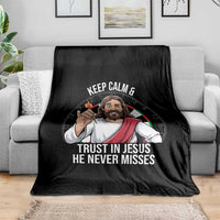 Keep Calm And Trust In Jesus Throw Blanket Christian Dartist Gift - Wonder Print Shop