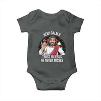 Keep Calm And Trust In Jesus Baby Onesie Christian Dartist Gift - Wonder Print Shop