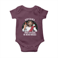 Keep Calm And Trust In Jesus Baby Onesie Christian Dartist Gift - Wonder Print Shop