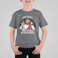 Keep Calm And Trust In Jesus T Shirt For Kid Christian Dartist Gift - Wonder Print Shop