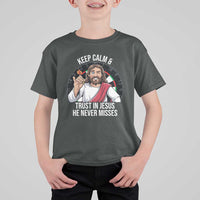 Keep Calm And Trust In Jesus T Shirt For Kid Christian Dartist Gift - Wonder Print Shop