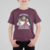 Keep Calm And Trust In Jesus T Shirt For Kid Christian Dartist Gift - Wonder Print Shop