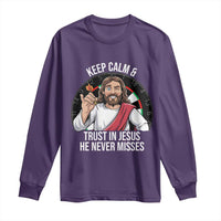 Keep Calm And Trust In Jesus Long Sleeve Shirt Christian Dartist Gift - Wonder Print Shop