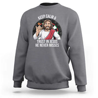 Keep Calm And Trust In Jesus Sweatshirt Christian Dartist Gift - Wonder Print Shop