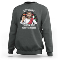 Keep Calm And Trust In Jesus Sweatshirt Christian Dartist Gift - Wonder Print Shop