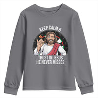 Keep Calm And Trust In Jesus Youth Sweatshirt Christian Dartist Gift - Wonder Print Shop