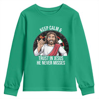 Keep Calm And Trust In Jesus Youth Sweatshirt Christian Dartist Gift - Wonder Print Shop