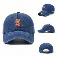 Quiet Quiet Piggy Washed Cotton Baseball Cap Funny No Kings Pig Political