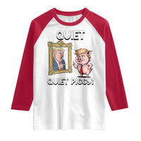 Resistance Movement Quiet Quiet Piggy Raglan Shirt Funny Pig Political - Wonder Print Shop