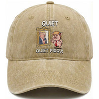 Resistance Movement Quiet Quiet Piggy Washed Cotton Baseball Cap Funny Pig Political