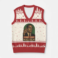 Fight Like Malcolm X V-Neck Knit Sweater Vest Black History Month Inspirational Gift - Wonder Print Shop