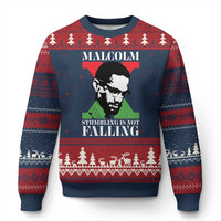 Malcolm X Ugly Christmas Sweater Stumbling Is Not Falling Black History Leader TS12