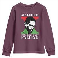 Malcolm X Youth Sweatshirt Stumbling Is Not Falling Black History Leader TS12