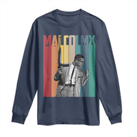 Malcolm X Long Sleeve Shirt Retro Portrait Black Empowerment Heritage Gift - Wonder Print Shop