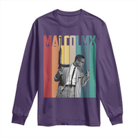 Malcolm X Long Sleeve Shirt Retro Portrait Black Empowerment Heritage Gift - Wonder Print Shop
