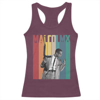 Malcolm X Racerback Tank Top Retro Portrait Black Empowerment Heritage Gift - Wonder Print Shop