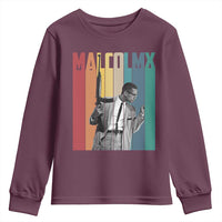 Malcolm X Youth Sweatshirt Retro Portrait Black Empowerment Heritage Gift - Wonder Print Shop