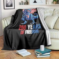 Funny Patriotic Dinosaur Throw Blanket 250 Years Of Freedom