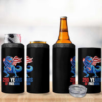 Funny Patriotic Dinosaur 4 in 1 Can Cooler Tumbler 250 Years Of Freedom