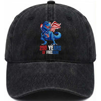 Funny Patriotic Dinosaur Washed Cotton Baseball Cap 250 Years Of Freedom