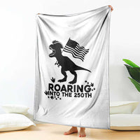 Funny Patriotic Dinosaur Throw Blanket Roaring Into The 250th Anniversary